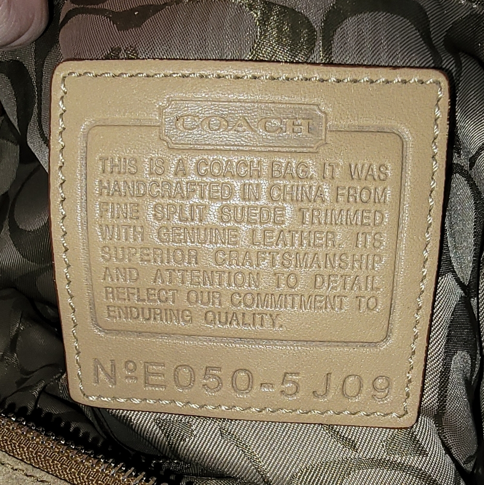 Coach Tan Suede Tote with Leather Trim - Picture 6 of 16